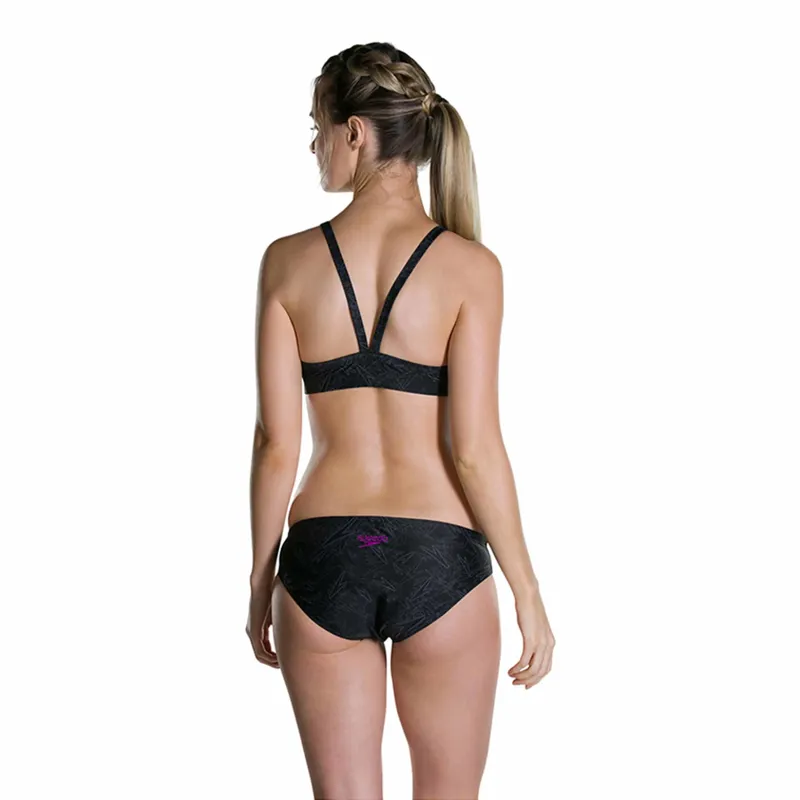 Speedo Women's Boom Allover 2 Piece Swimsuit Black/Grey 30-3